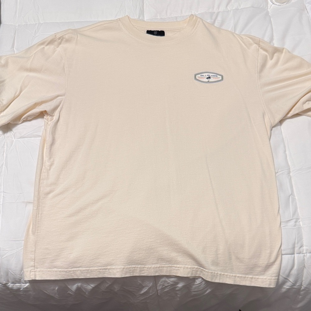 bill blass Cream Short-Sleeve Crewneck Tee with Chest Patch